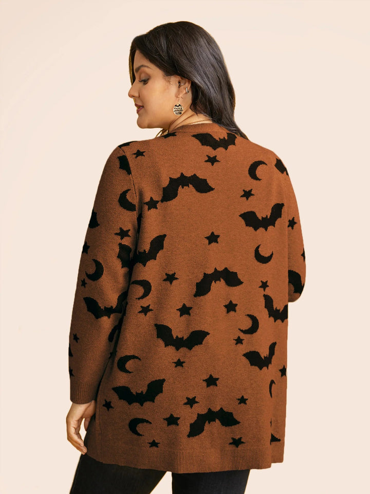 Bat Printed Jacquard Cardigan