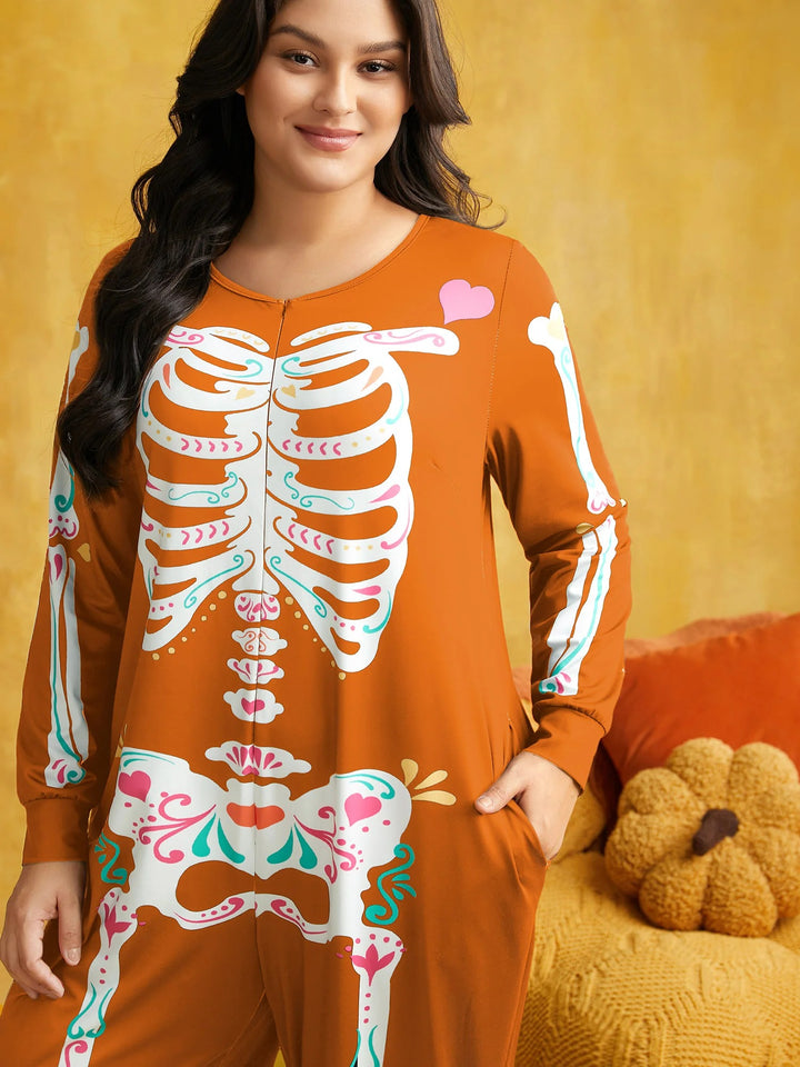 Skeletal Rib Invisible Zipper Romper
