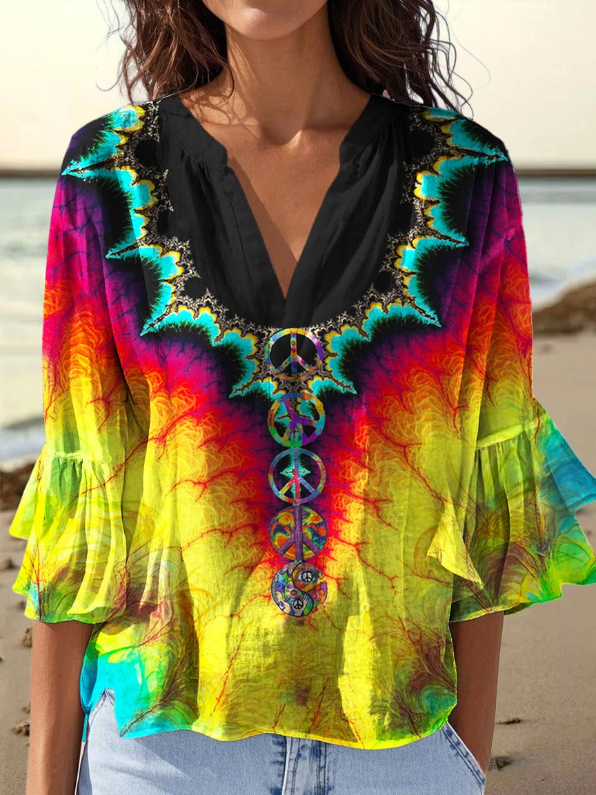 Hippie V-Neck Lace T-shirt
