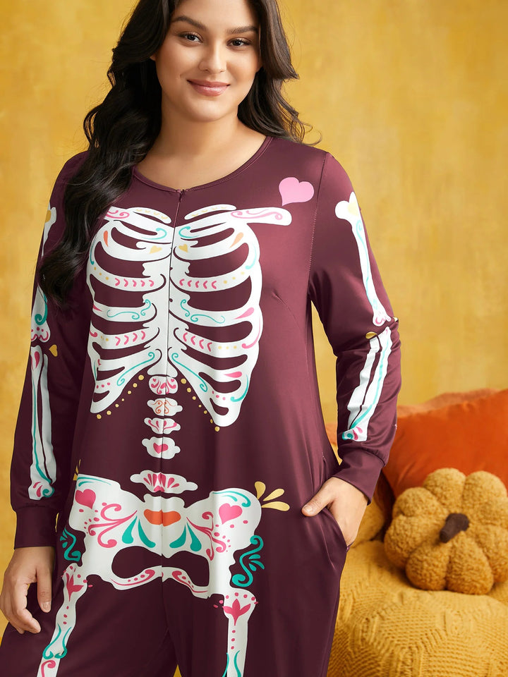 Skeletal Rib Invisible Zipper Romper
