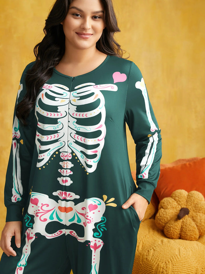 Skeletal Rib Invisible Zipper Romper