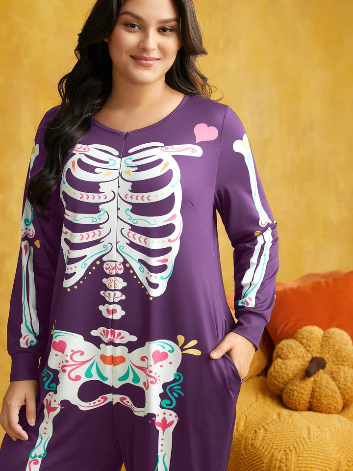 Skeletal Rib Invisible Zipper Romper