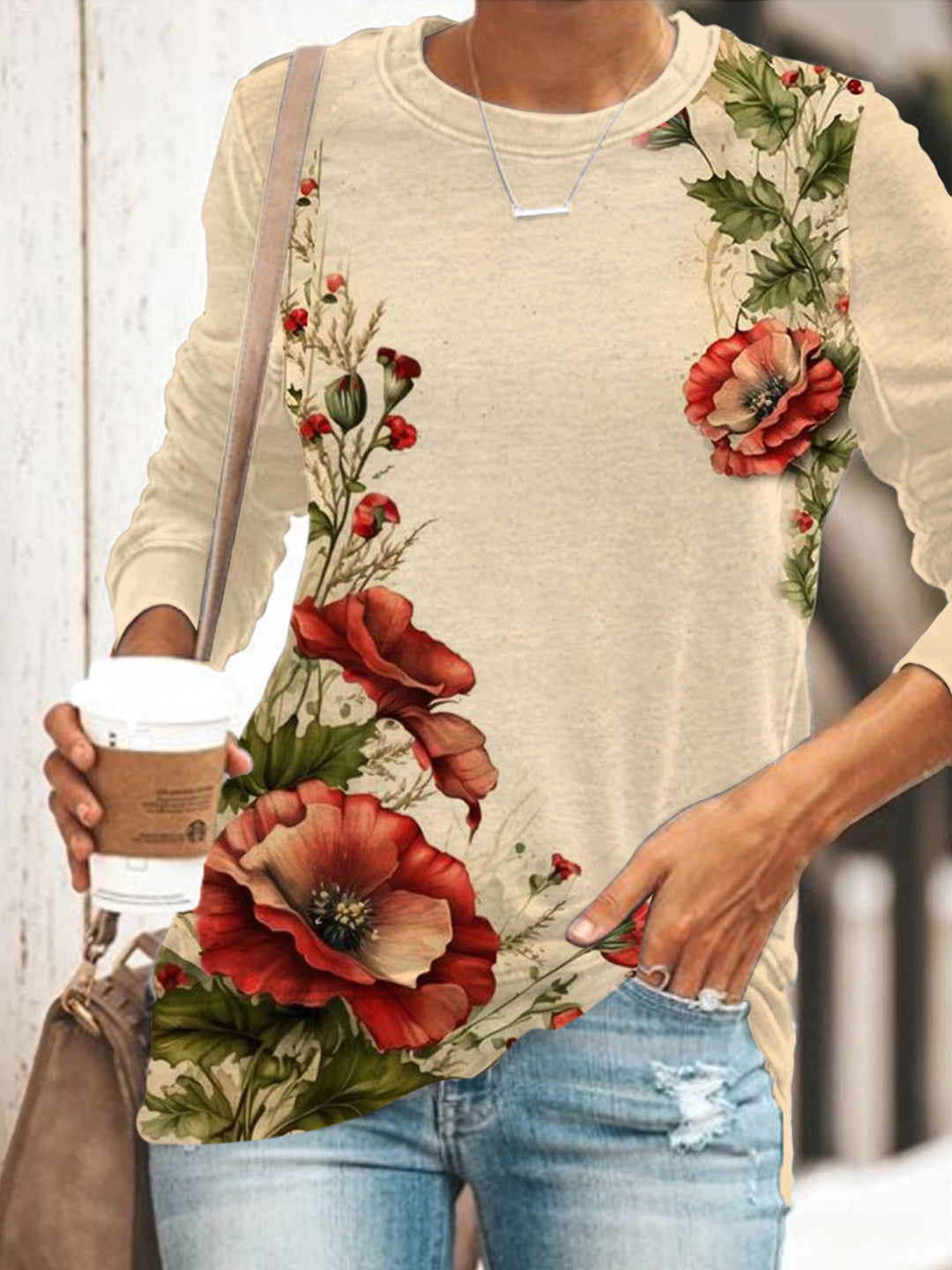 Women's Floral Print Retro Top
