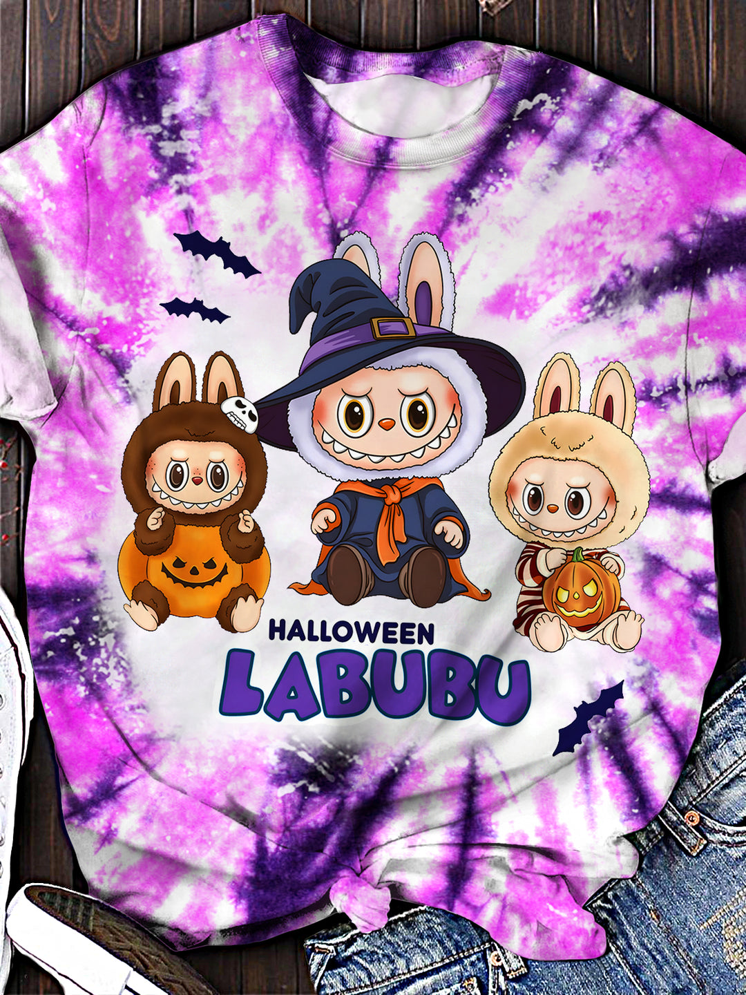 Halloween Labubu Crew Neck Print T-shirt