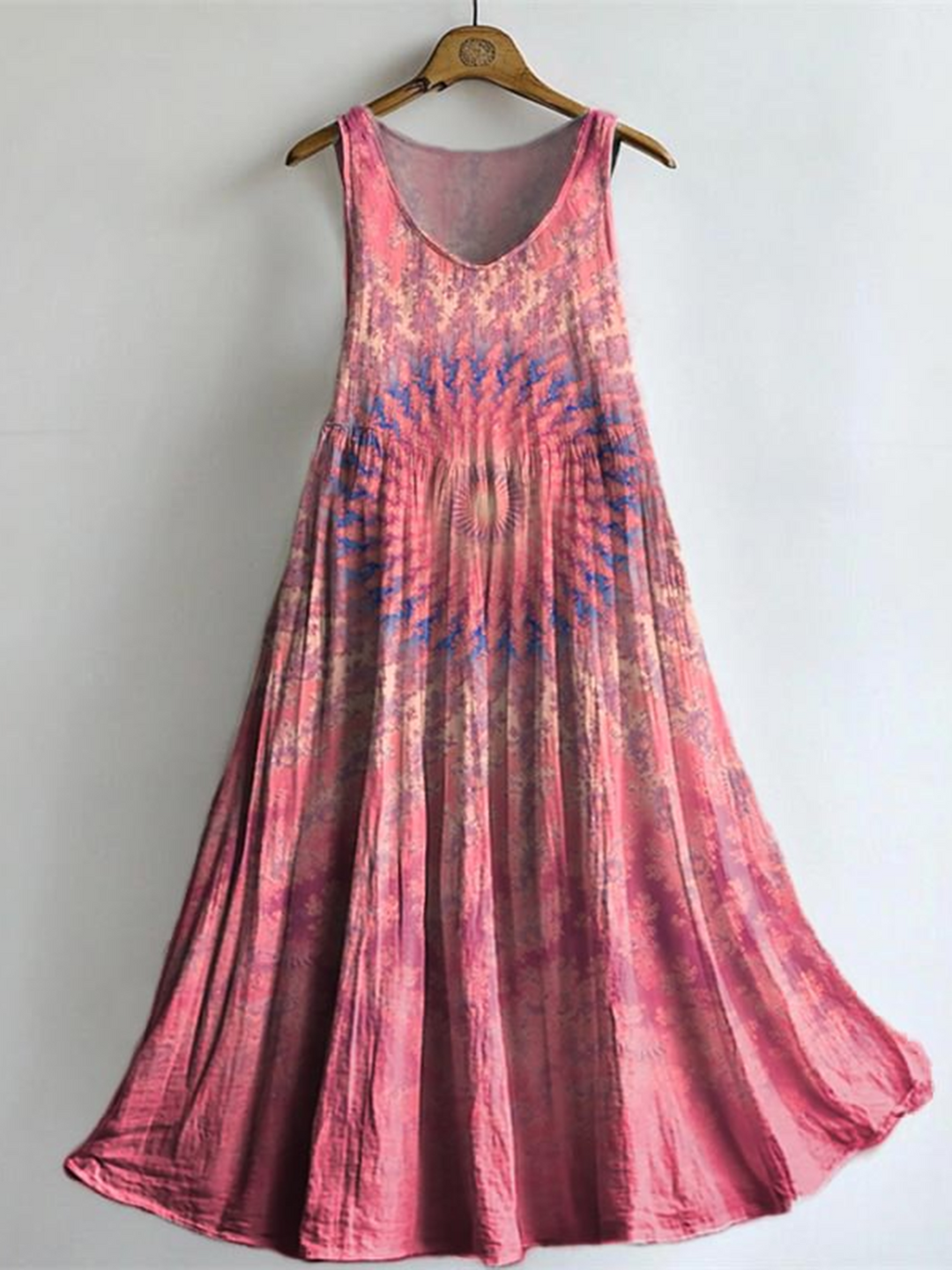 Women's Retro Mandala Pattern Art Print Sleeveless Dresses