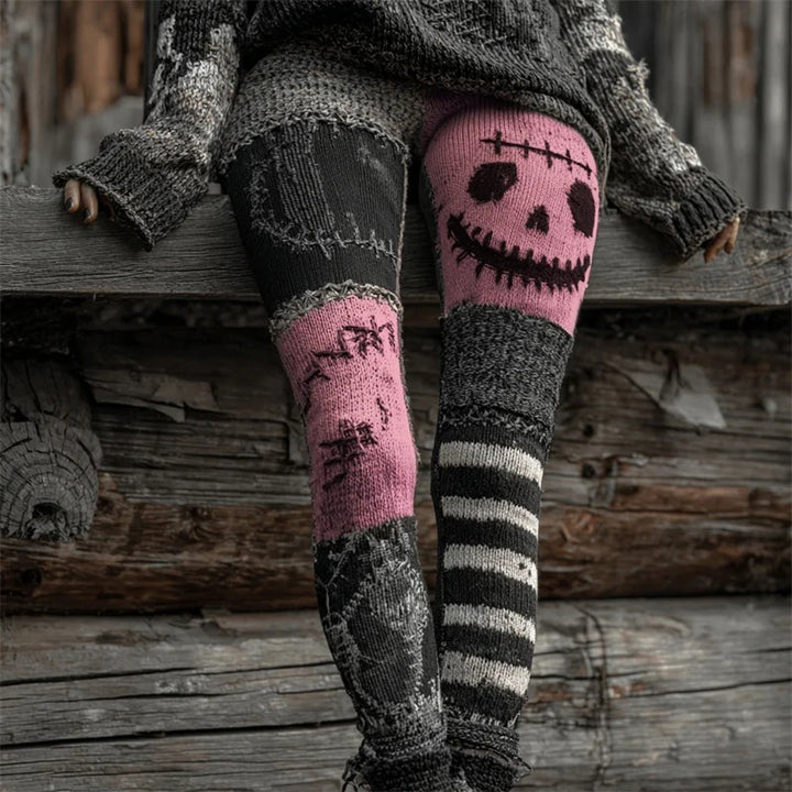Halloween Contrast Stitching Comfortable knitted leggings