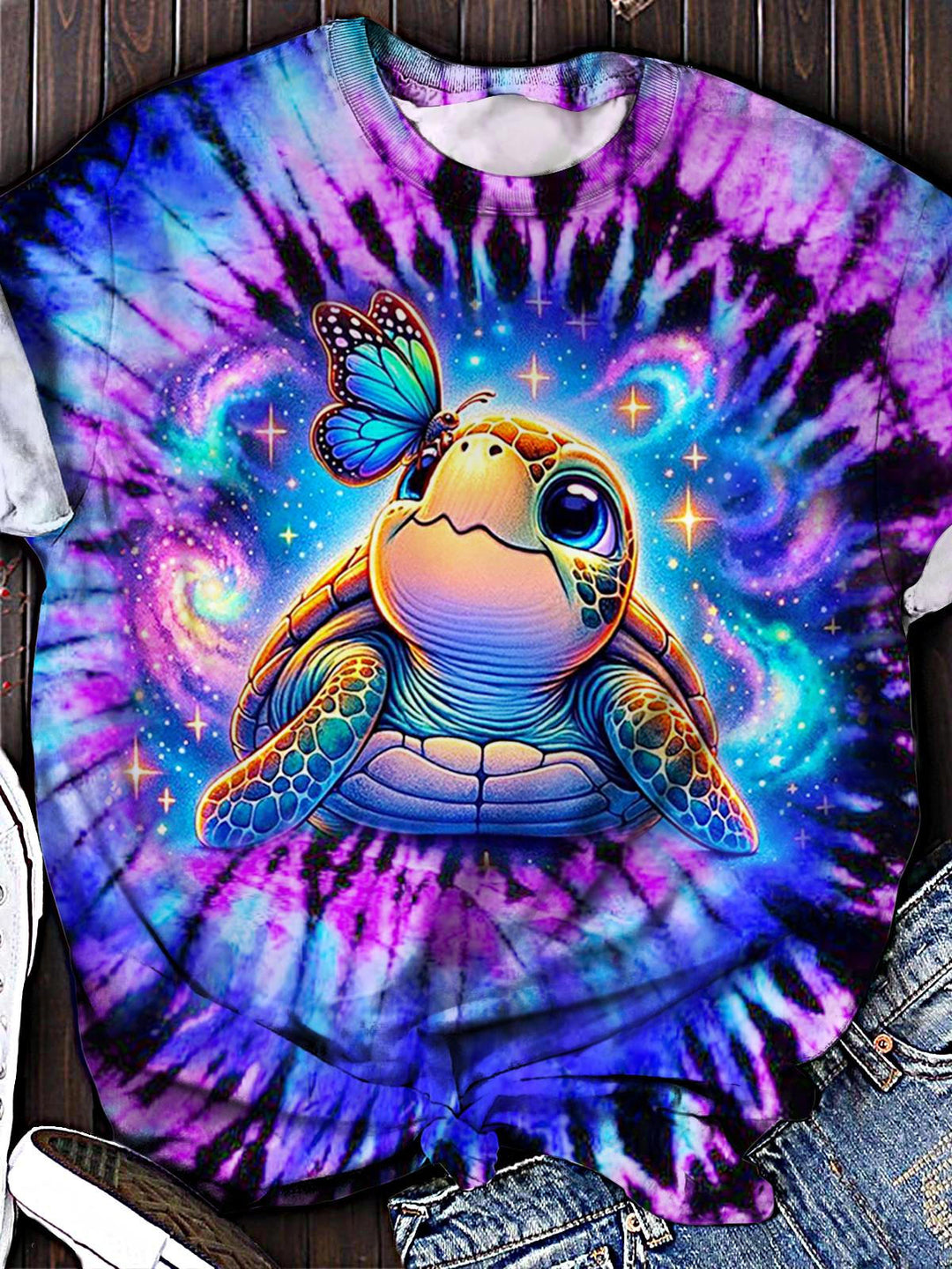 Holiday Fantasy Turtle Printed Crew Neck T-shirt