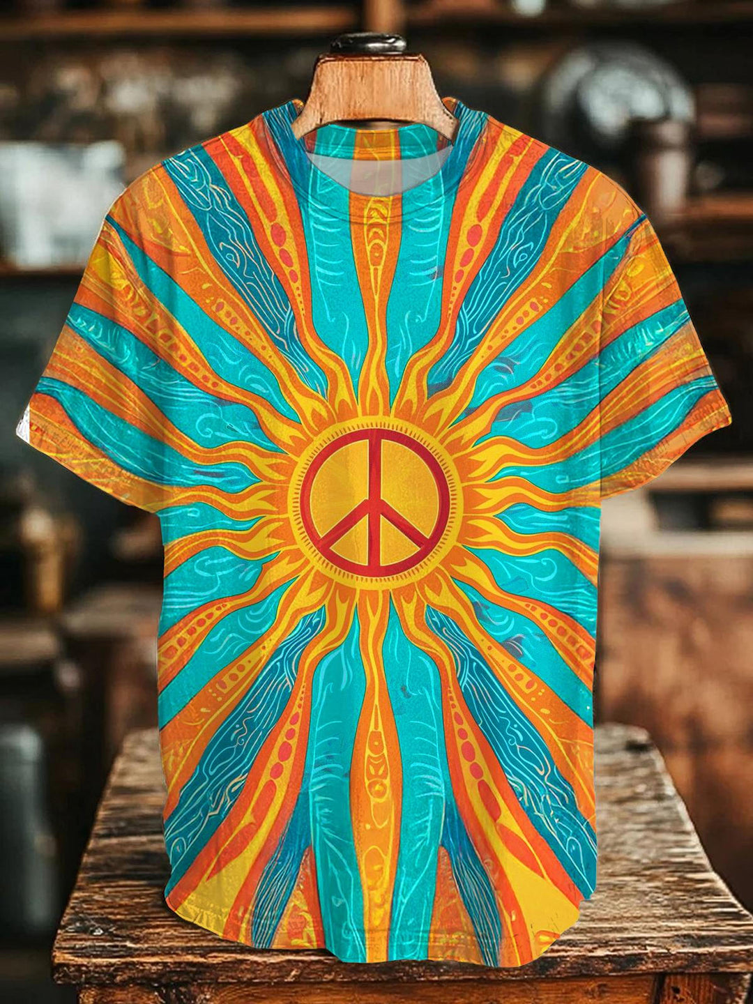 Minimally Contrasting Hippies Crew Neck T-shirt