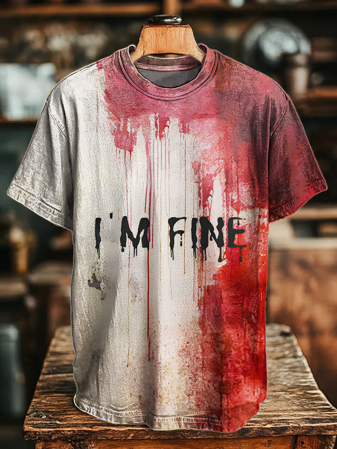 I'm Fine Bloody Halloween Crew Neck T-shirt