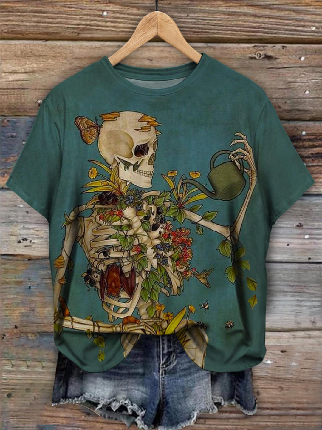 Women's Halloween Retro Skull Crew Neck T-shirt