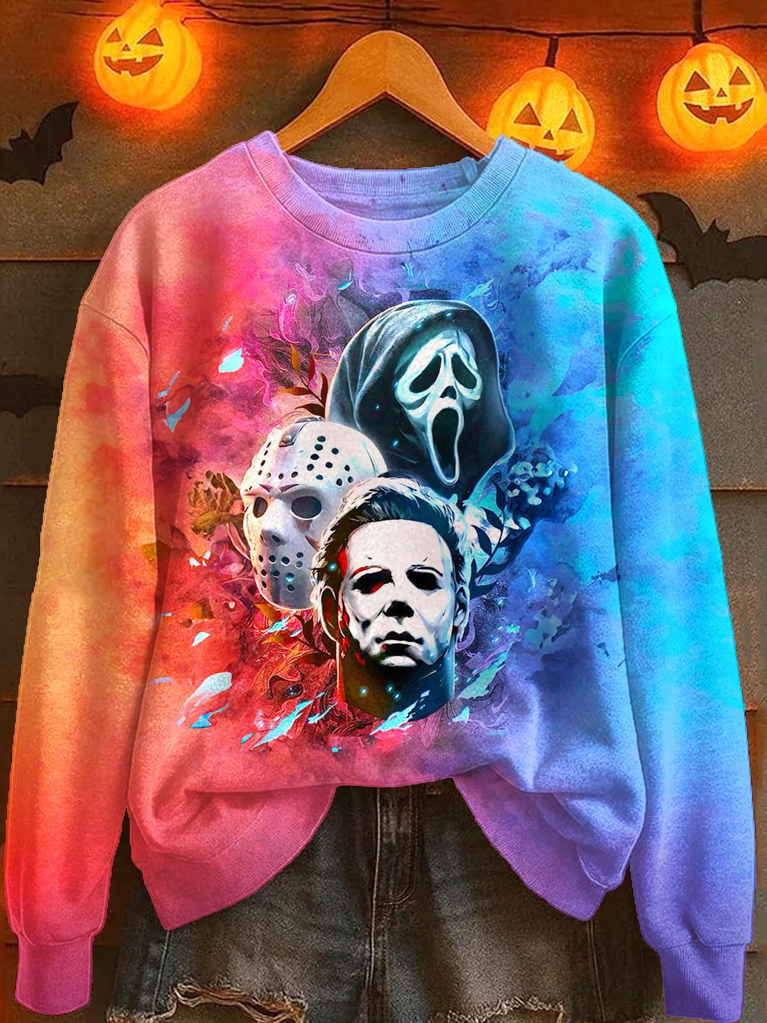 Halloween Horror Printed Long Sleeve Casual Top