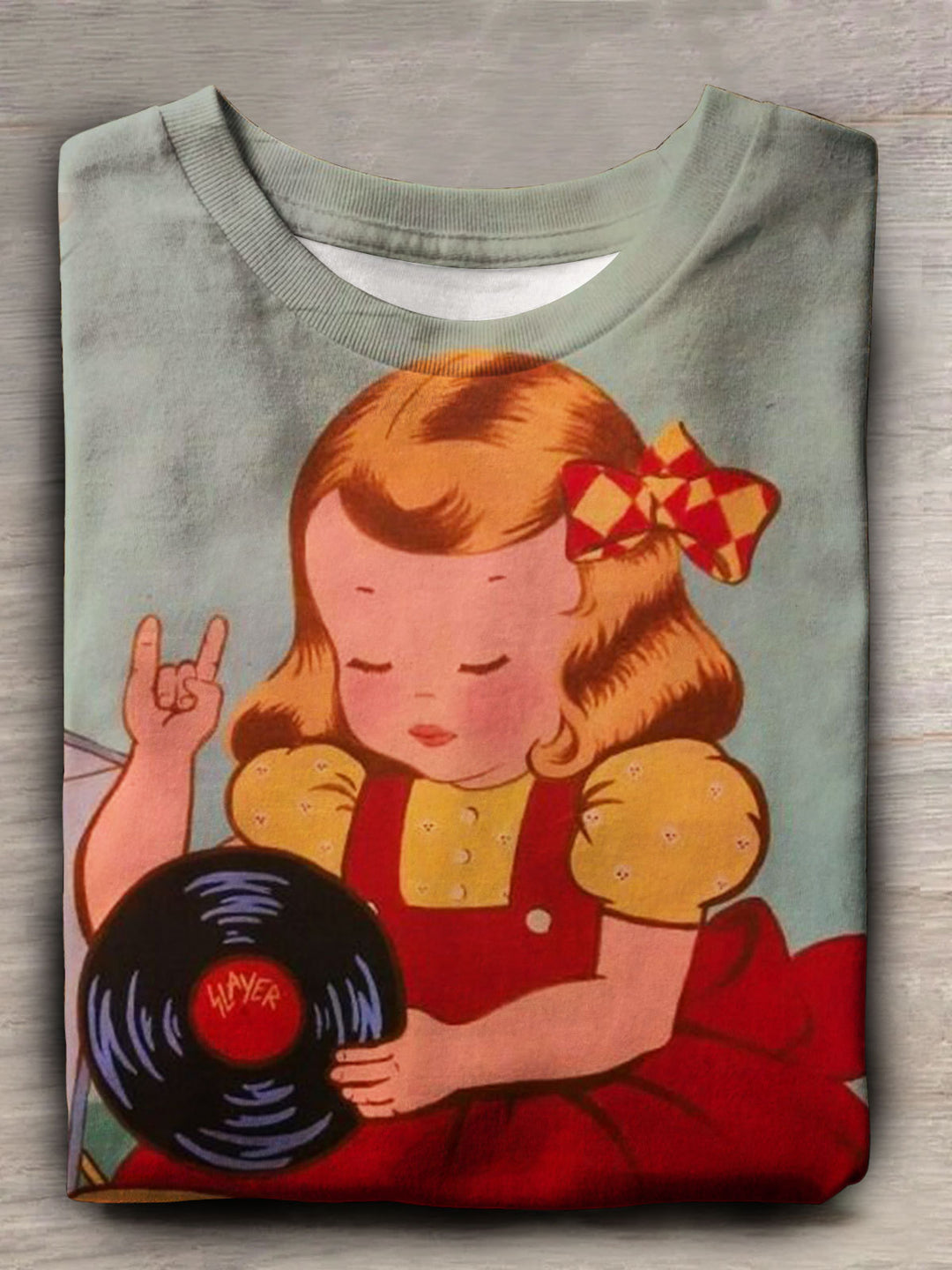 Retro Rock Print Casual Short Sleeve Top