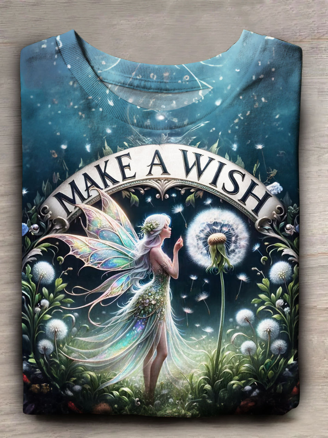 Make A Wish Print Crew Neck T-shirt