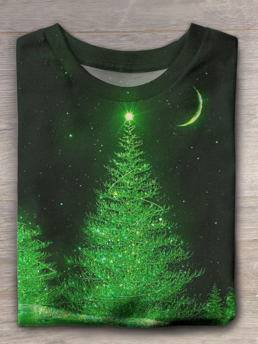 Aurora-like Christmas Tree Crew Neck T-shirt