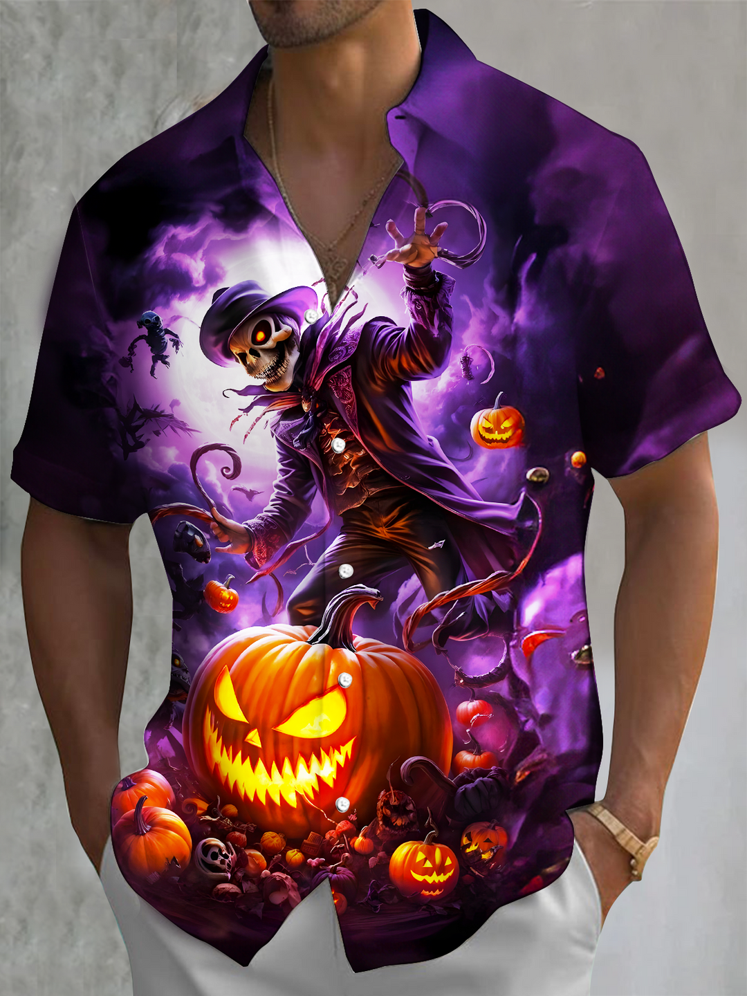 Men's Horror Halloween Art Short Sleeve Shirts