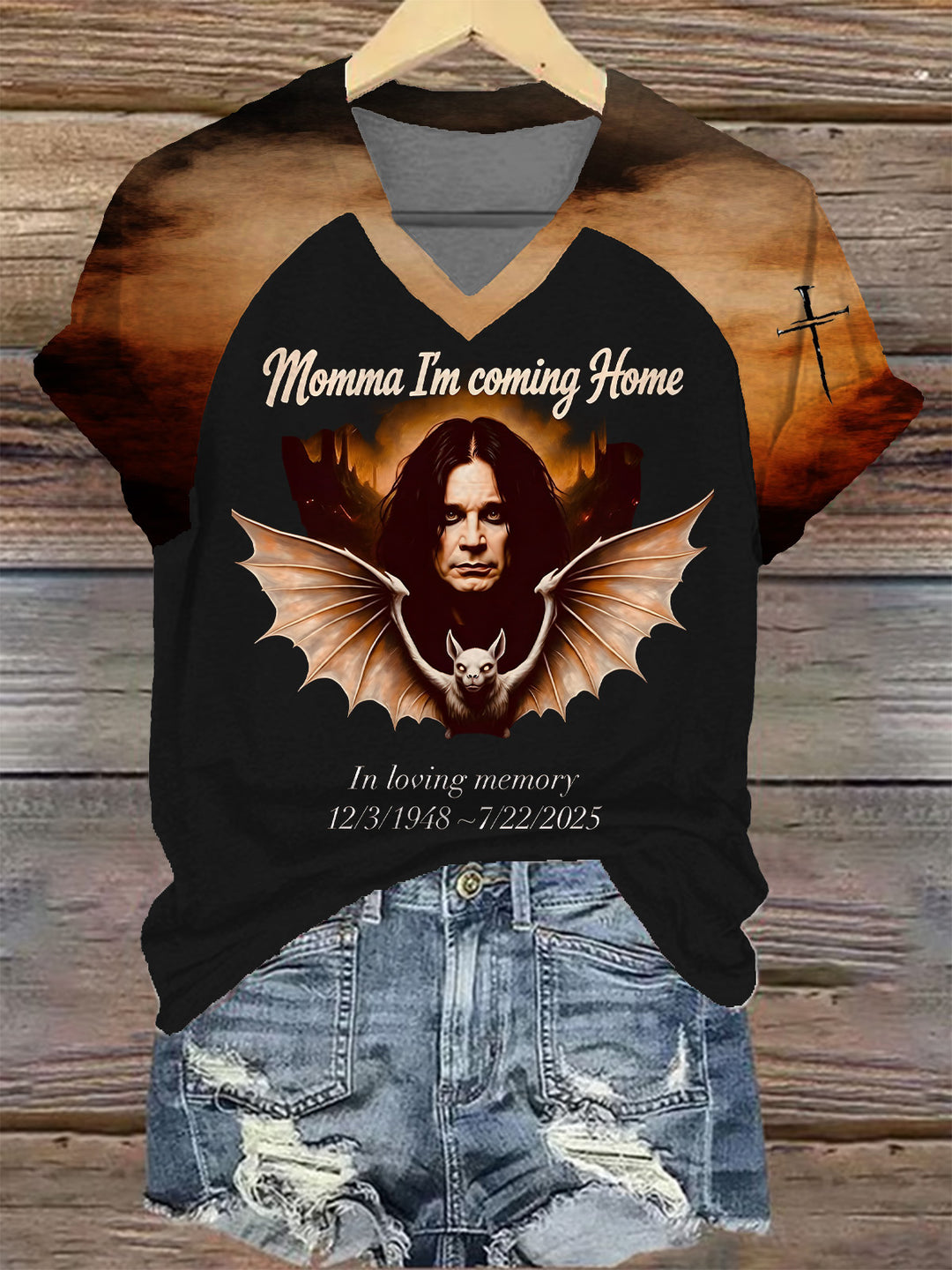 Ozzy Osbourne Retro Women's Raglan V-Neck T-shirt