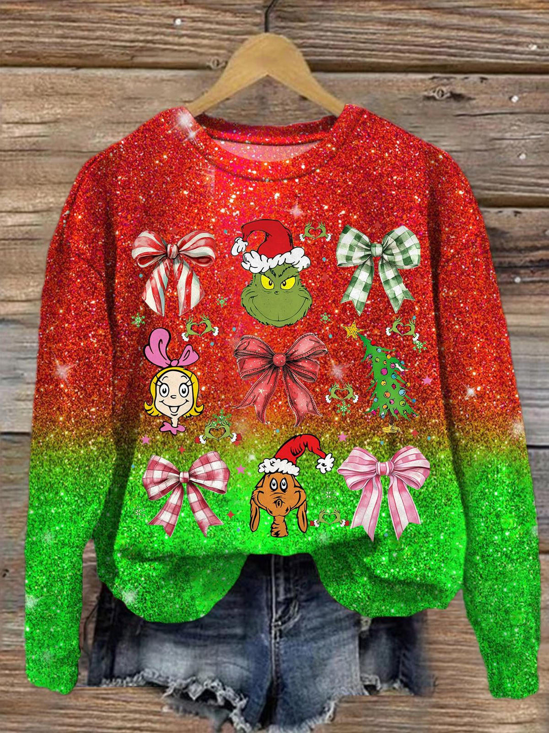 Everything About Christmas Printed Long Sleeve Casual Top