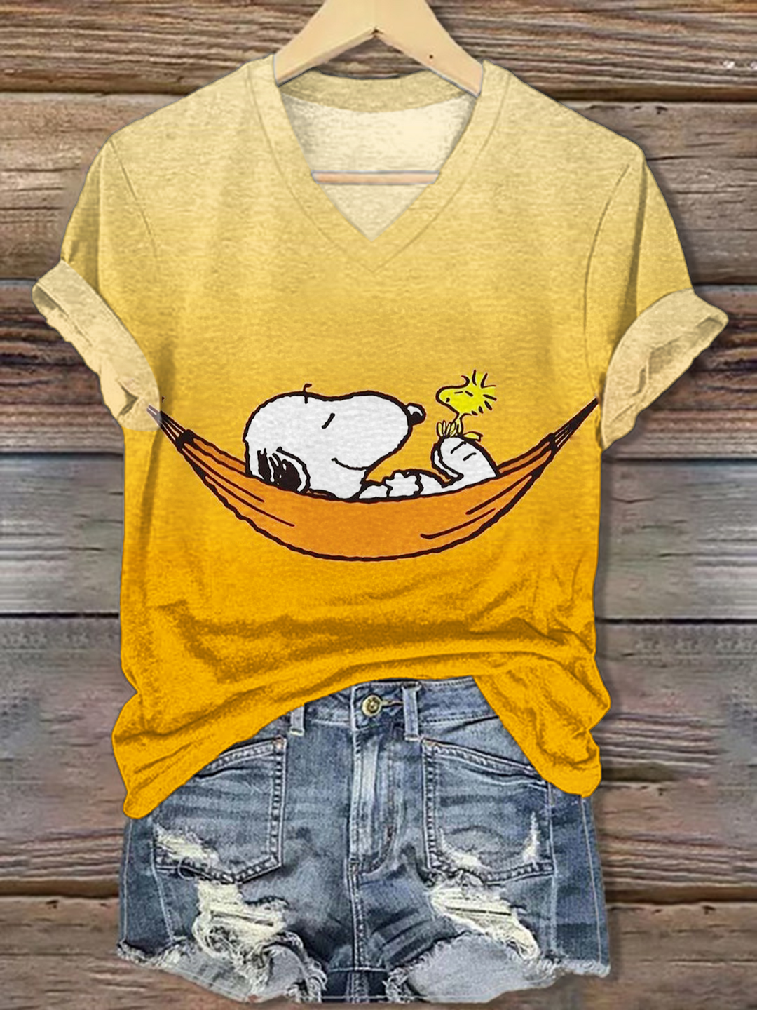 Fun Classic Holiday Snoopy V-neck T-Shirt