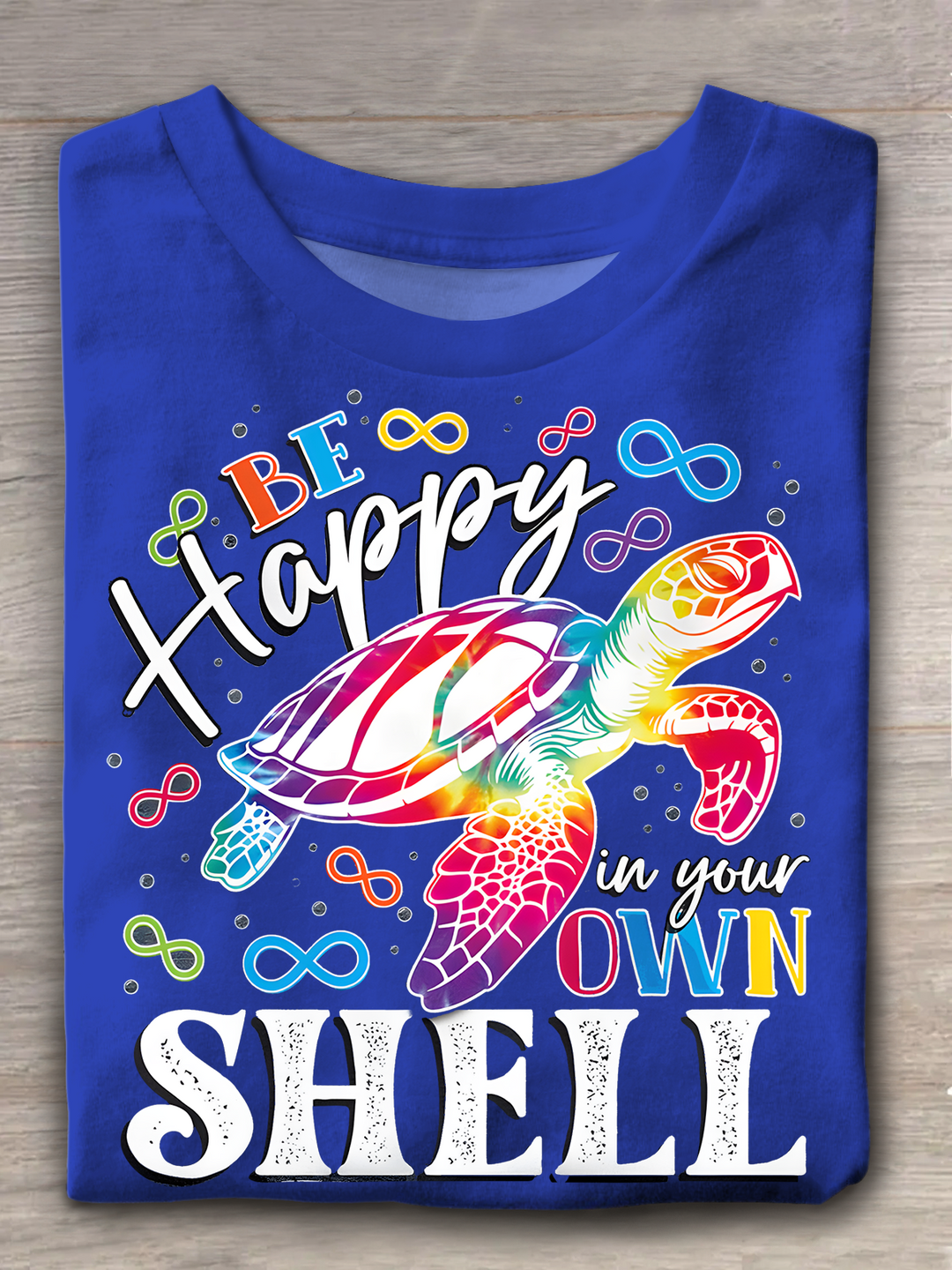 Autism Awareness Colorful Turtle Crew Neck T-shirt