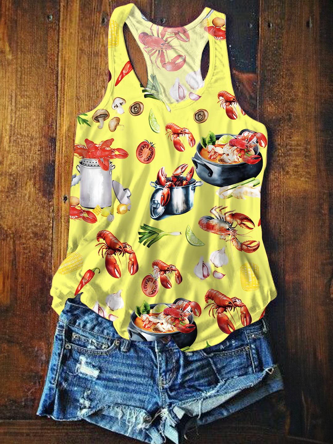 Fun Crawfish Boil Party Printed Casual Tank Top