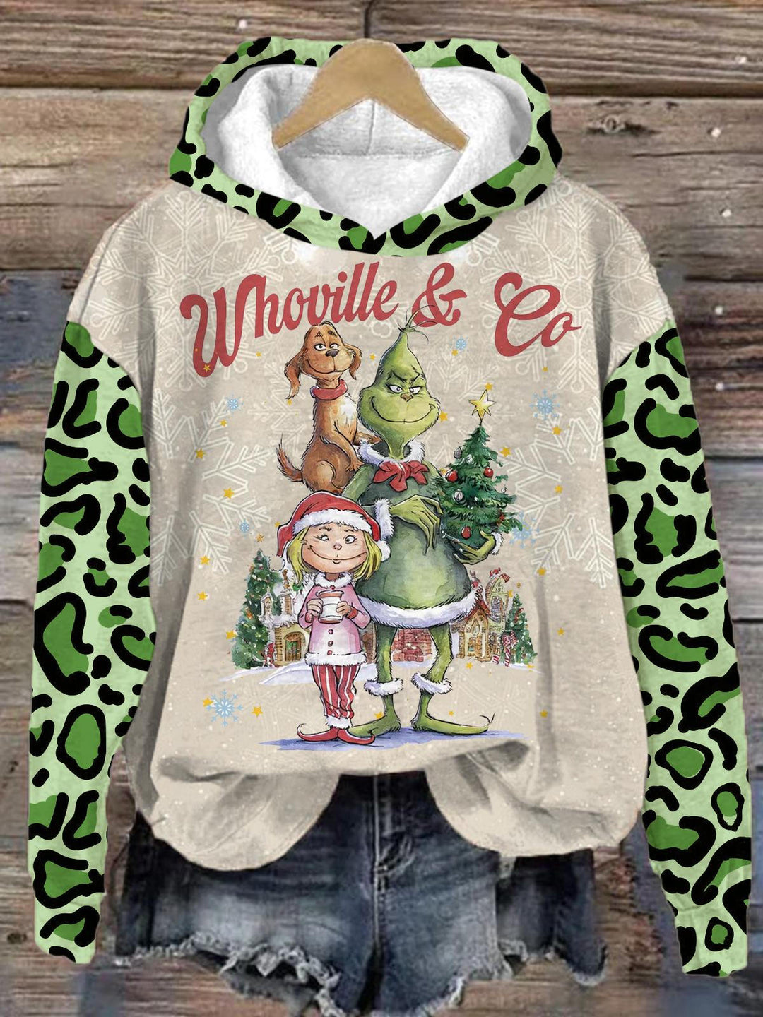 Vintage Green Monster Long Sleeve Printed Hoodie