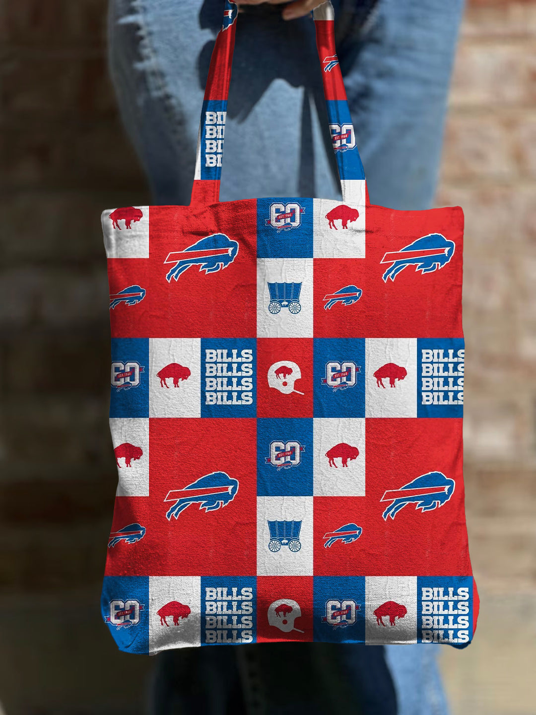 Buffalo Art Splicing Shoulder Zipper Canvas Bag