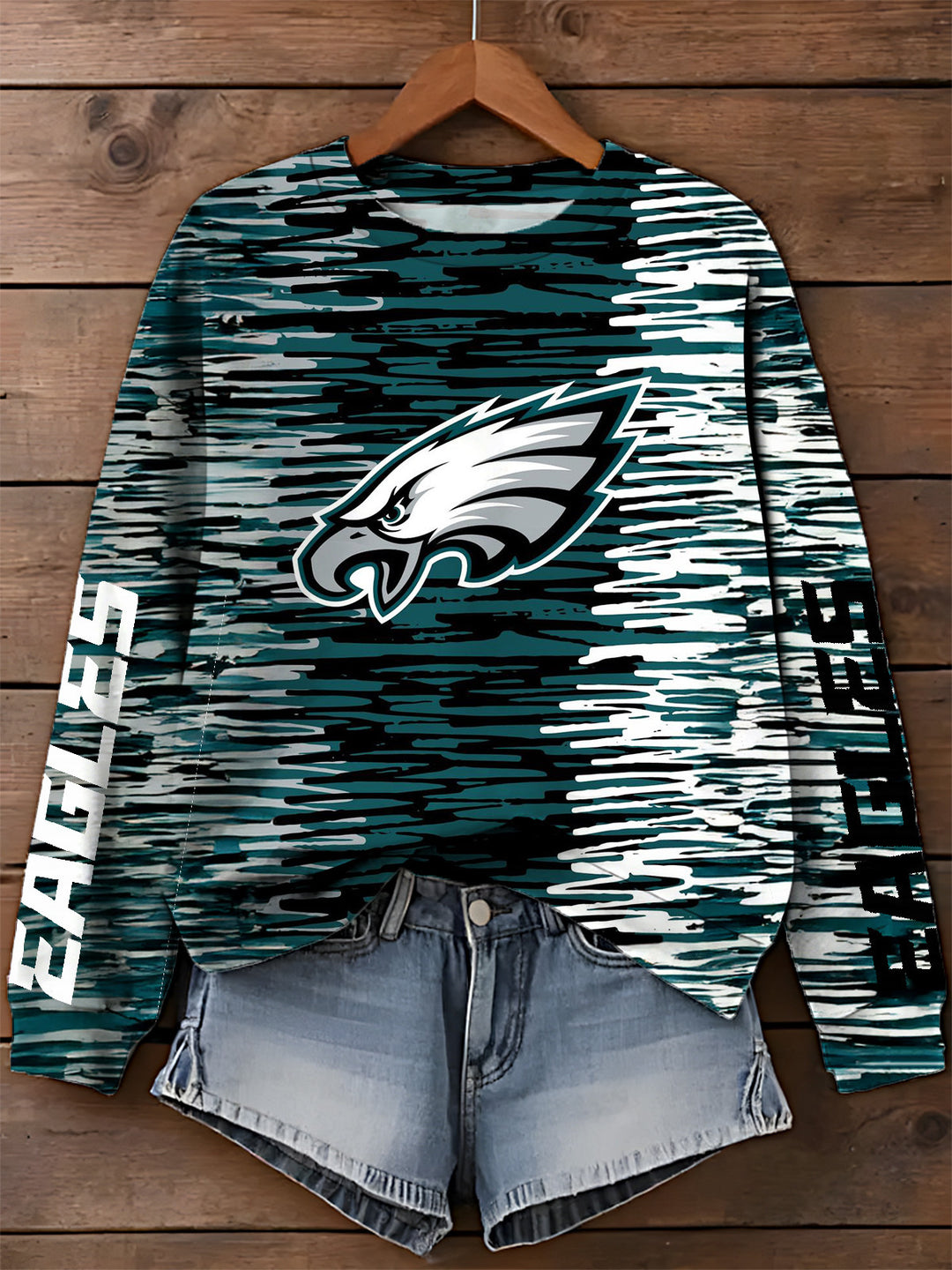 Philadelphia Eagles Printed Long Sleeve Casual Top