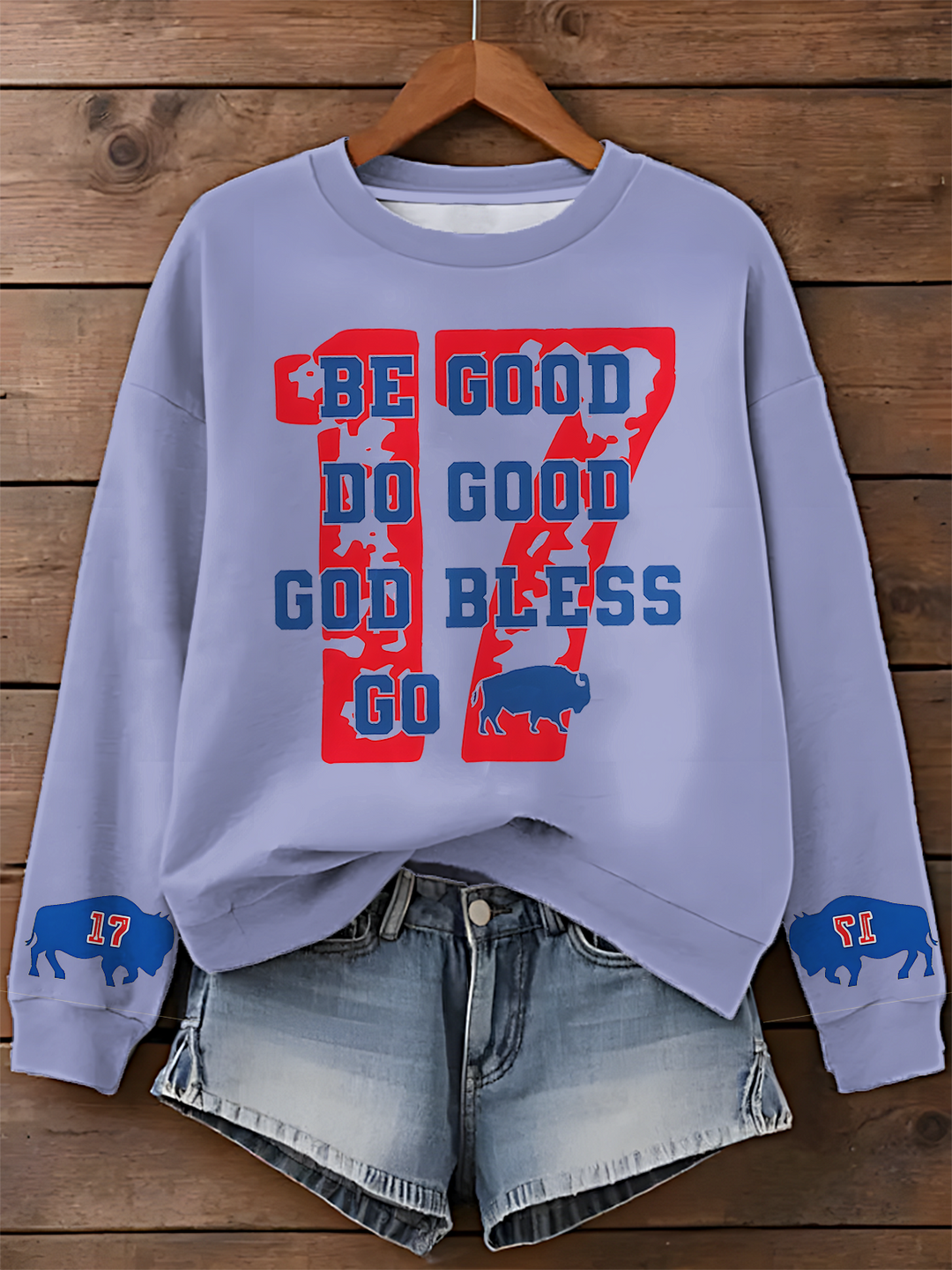 Vintage Buffalo Football Printed Long Sleeve Casual Top