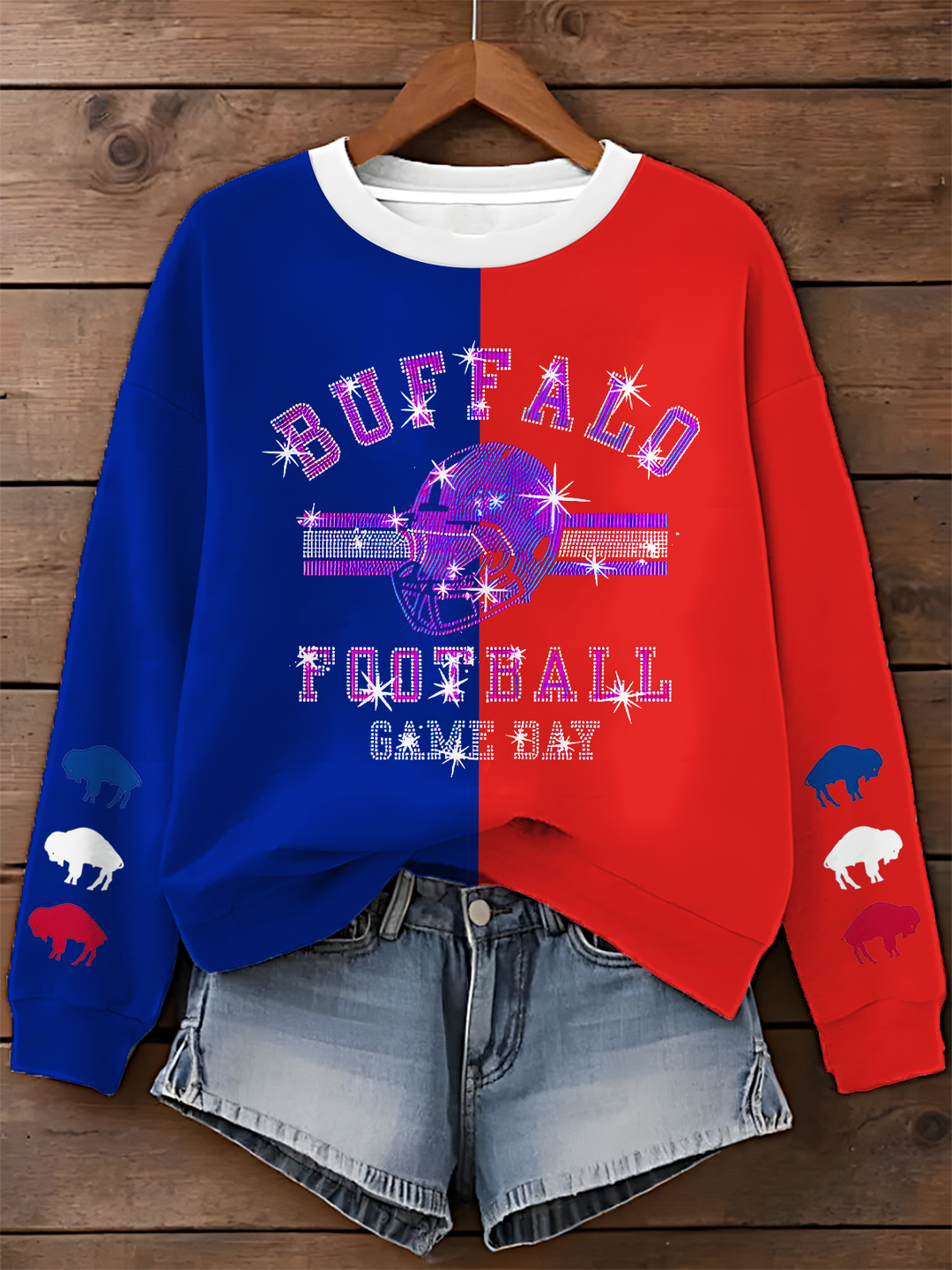 Buffalo Football Fans Lovers Gameday Printed Long Sleeve Casual Top