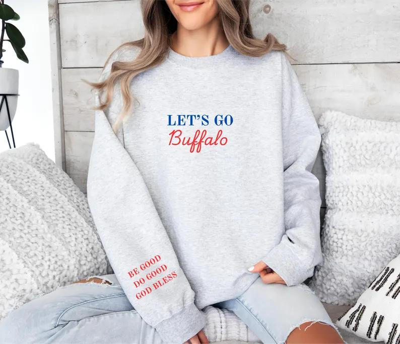 Let's Go Buffalo Printed Long Sleeve Casual Top