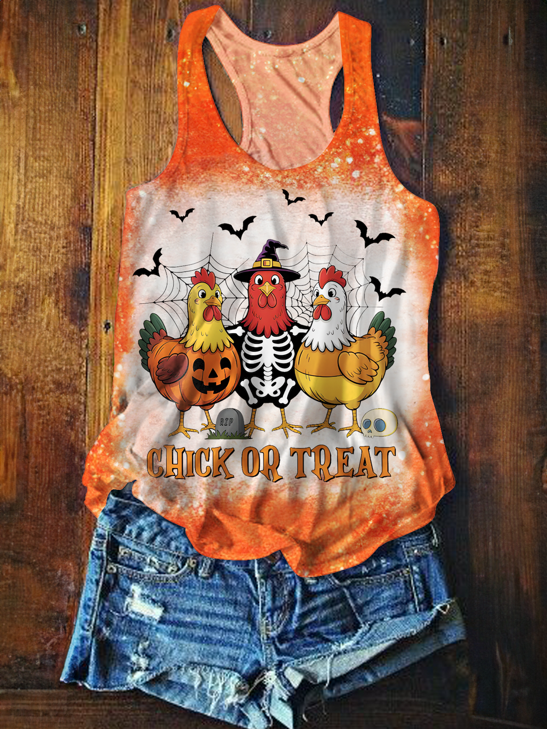 Chick Or Treat Printed Casual Tank Top