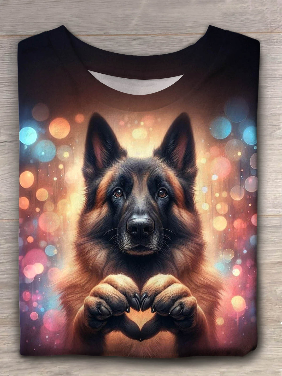 Funny Dog Making Heart Crew Neck T-shirt