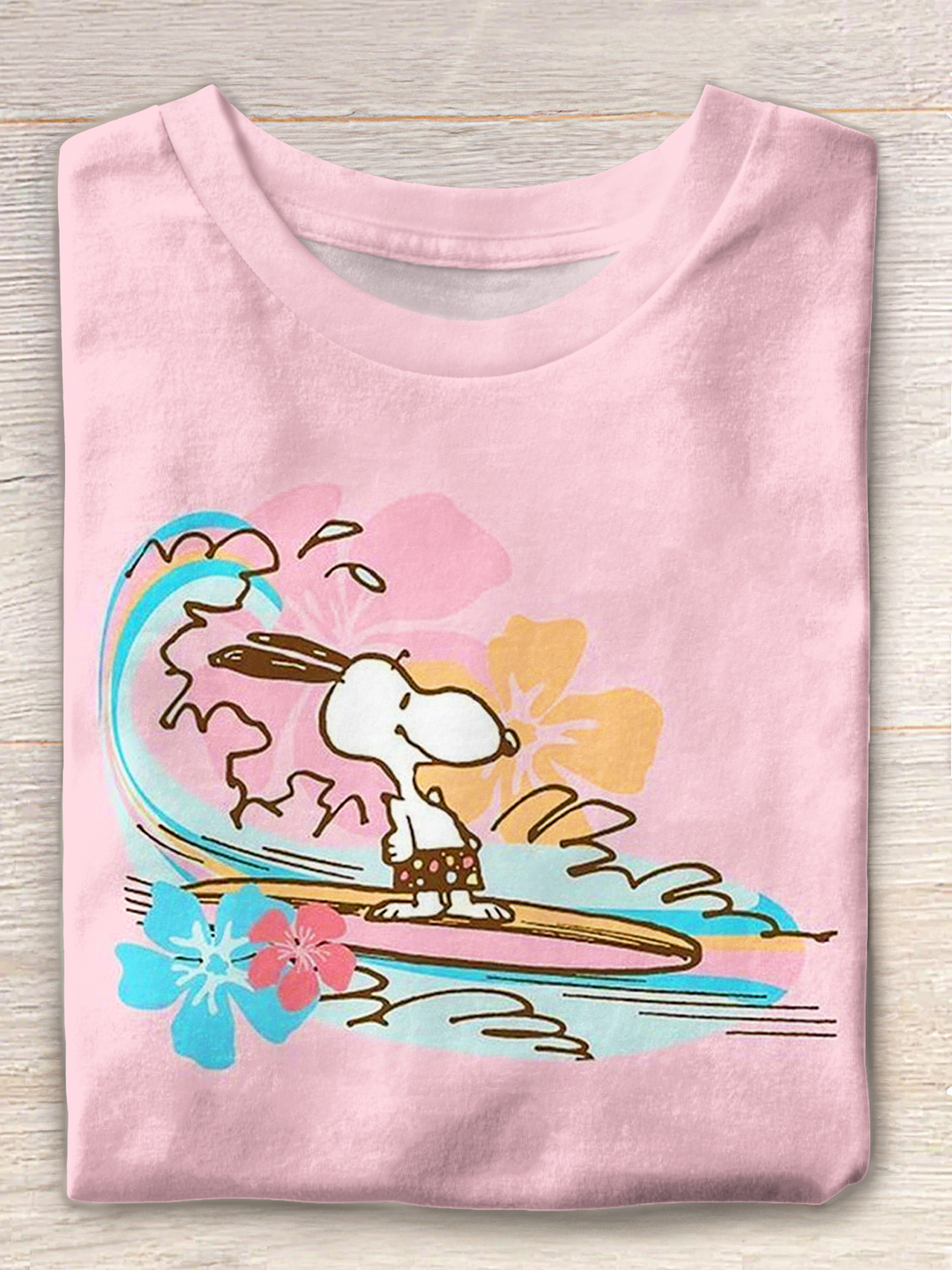 Snoopy Surf Island Vacations Crew Neck T-shirt