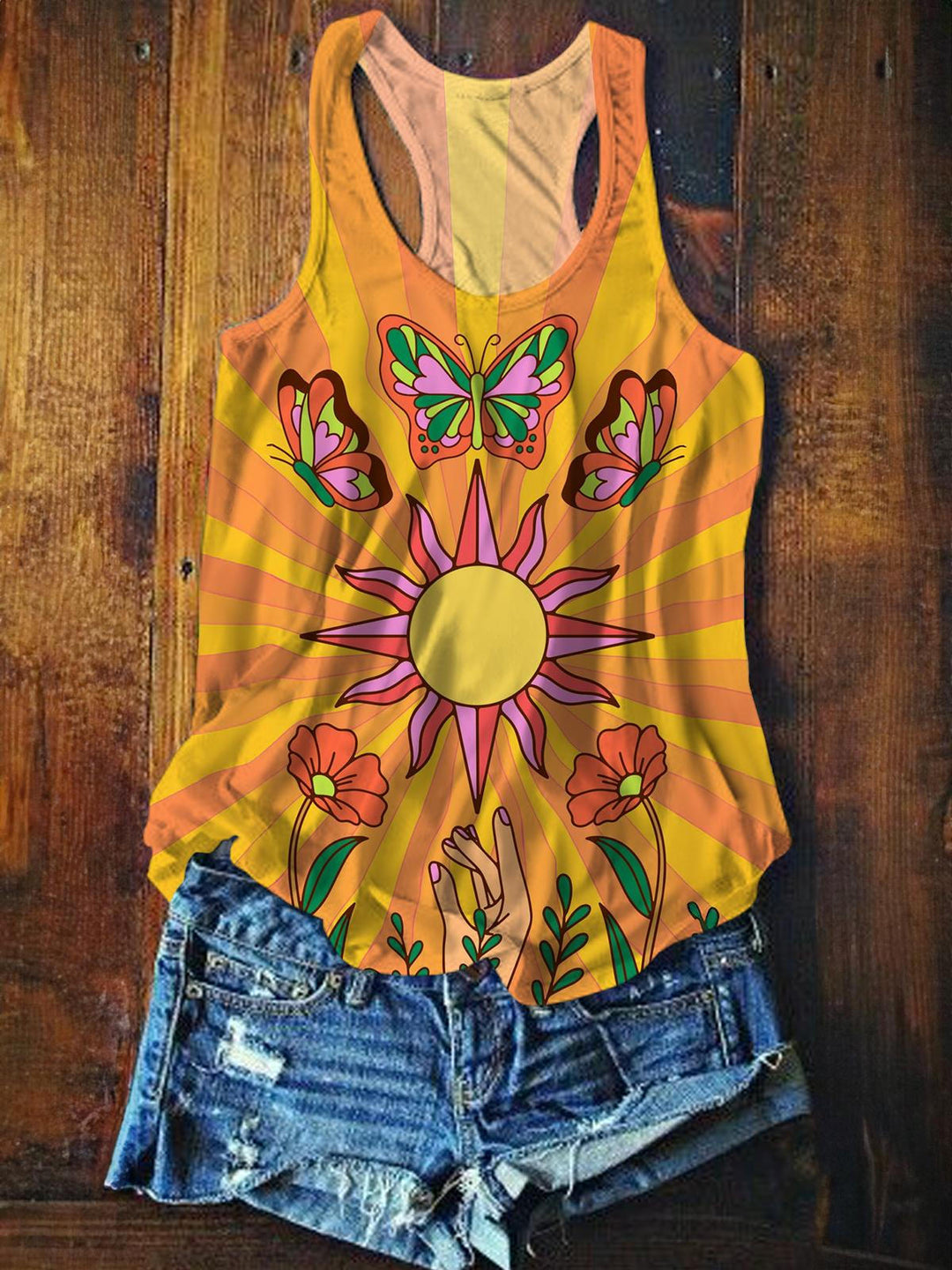 Hippie Soul Feel The Sun Printed Casual Tank Top