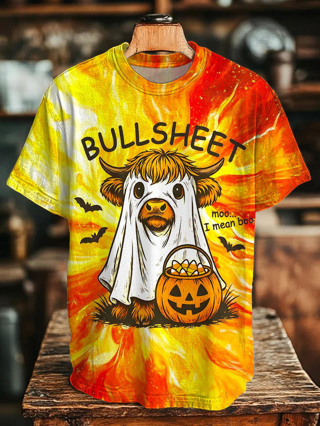 Halloween Ghost Print Crew Neck T-shirt