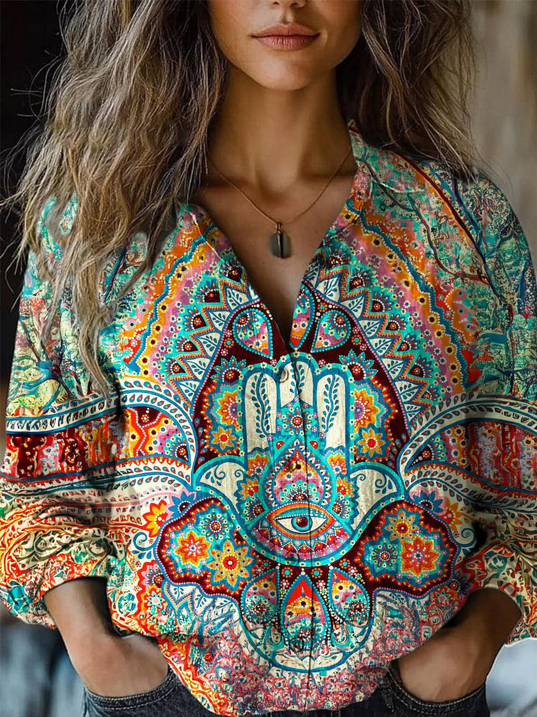 Hippie Classic Retro Women's Printed Casual Shirt