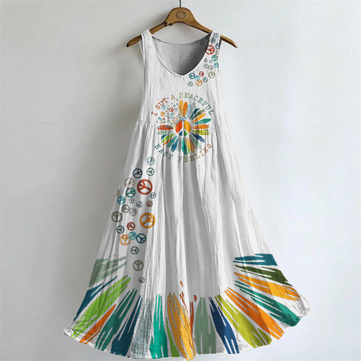 Hippie Literary Exquisite Hemp Sleeveless V-Neck Dress