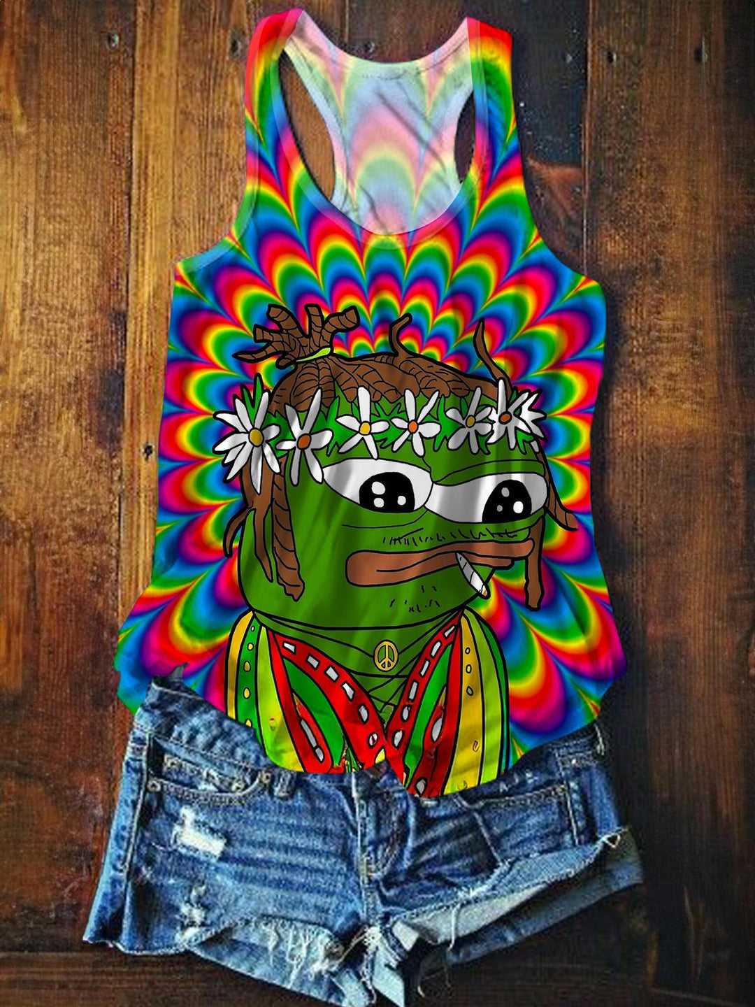 Hippie Apu Dreadlocks Pepe Printed Casual Tank Top