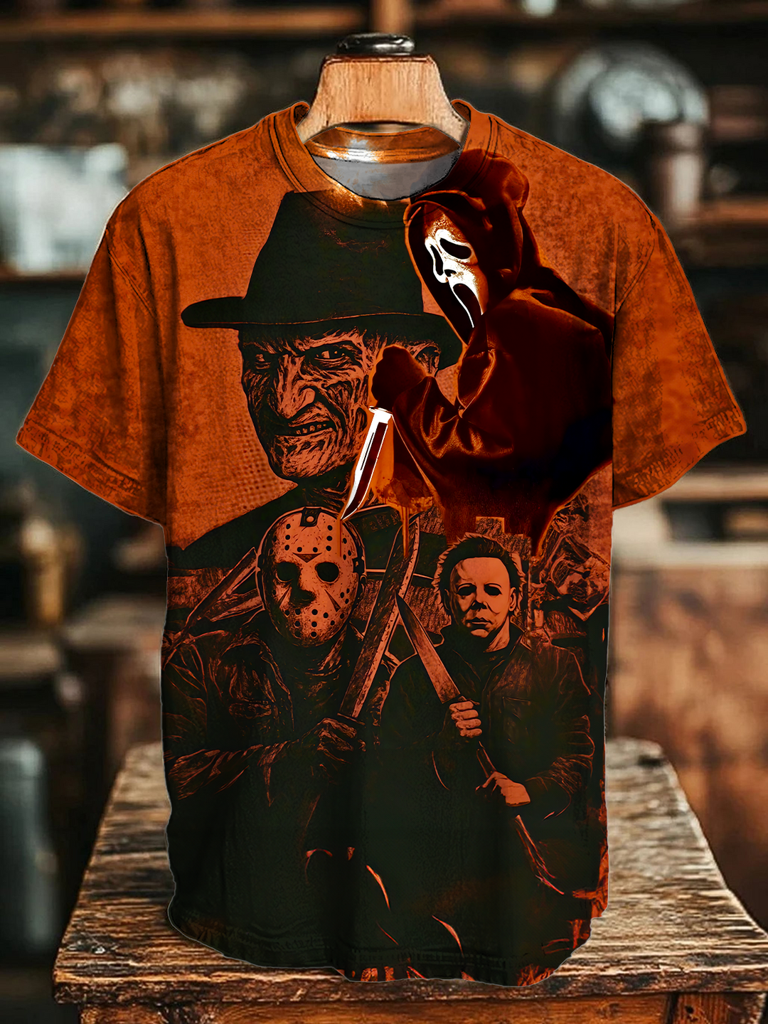 Horror Movie Characters Crew Neck T-shirt
