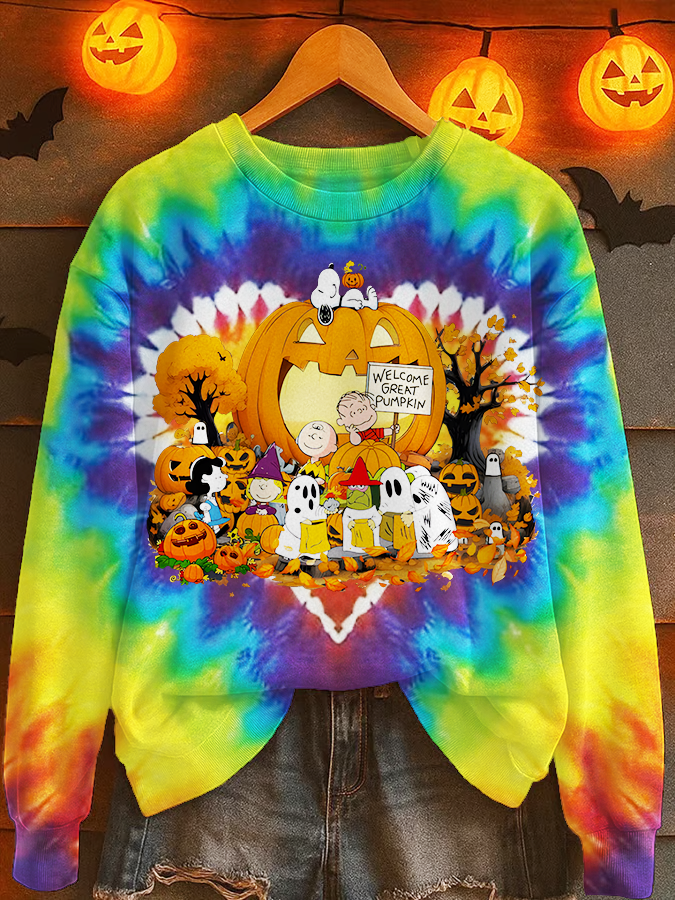 Snoopy Great Pumpkin Halloween Printed Long Sleeve Casual Top
