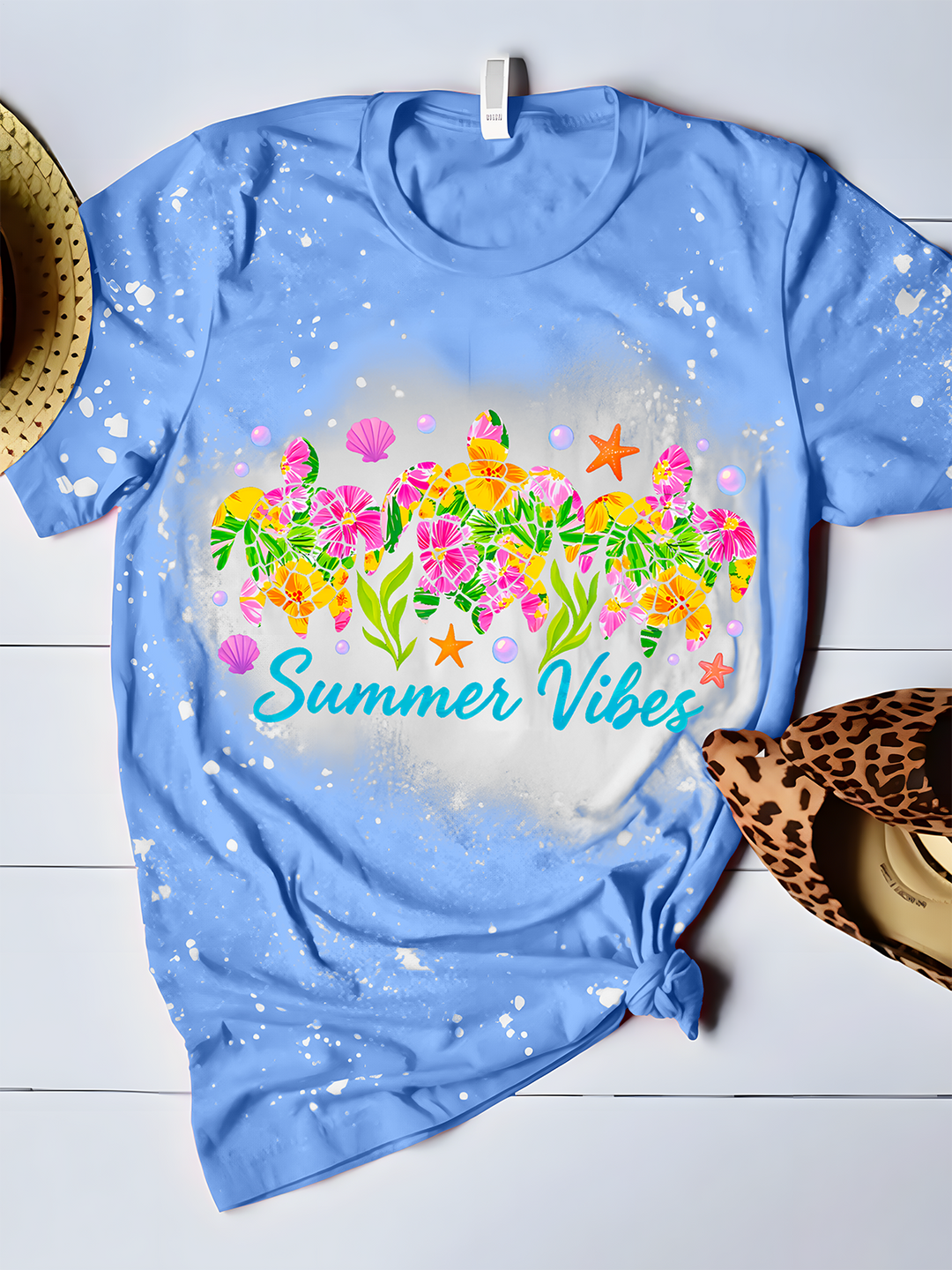 Preppy Summer Vibes Sea Turtle Crew Neck T-shirt