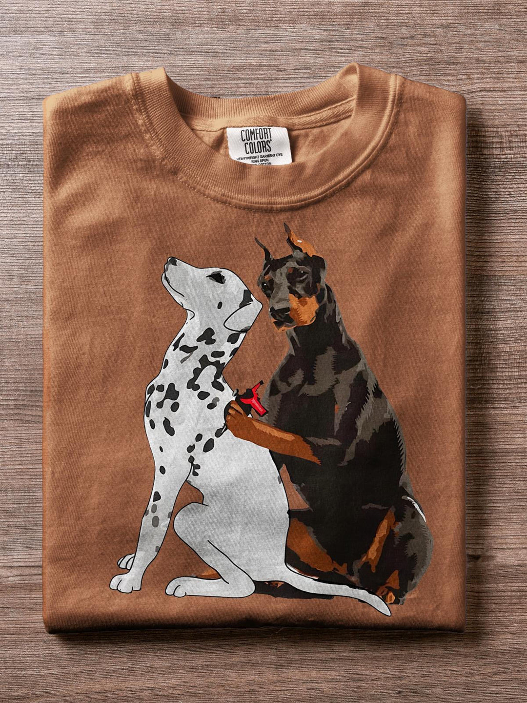Fun Spotted Dog Print Crew Neck T-shirt