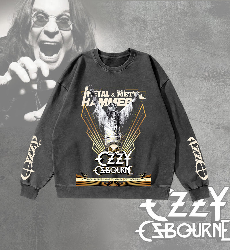 Ozzy Osbourne Round Neck Washed Sweatshirt