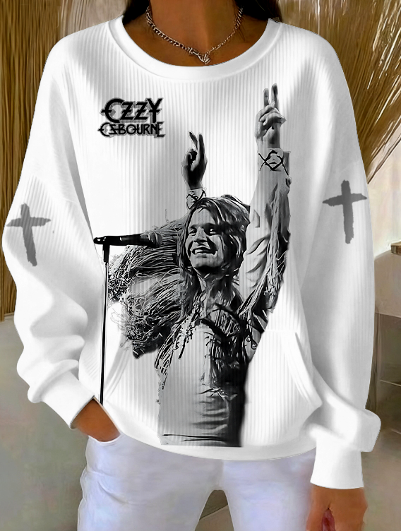 Women's Ozzy Osbourne Printed Crew Neck Pocket Sweatshirt