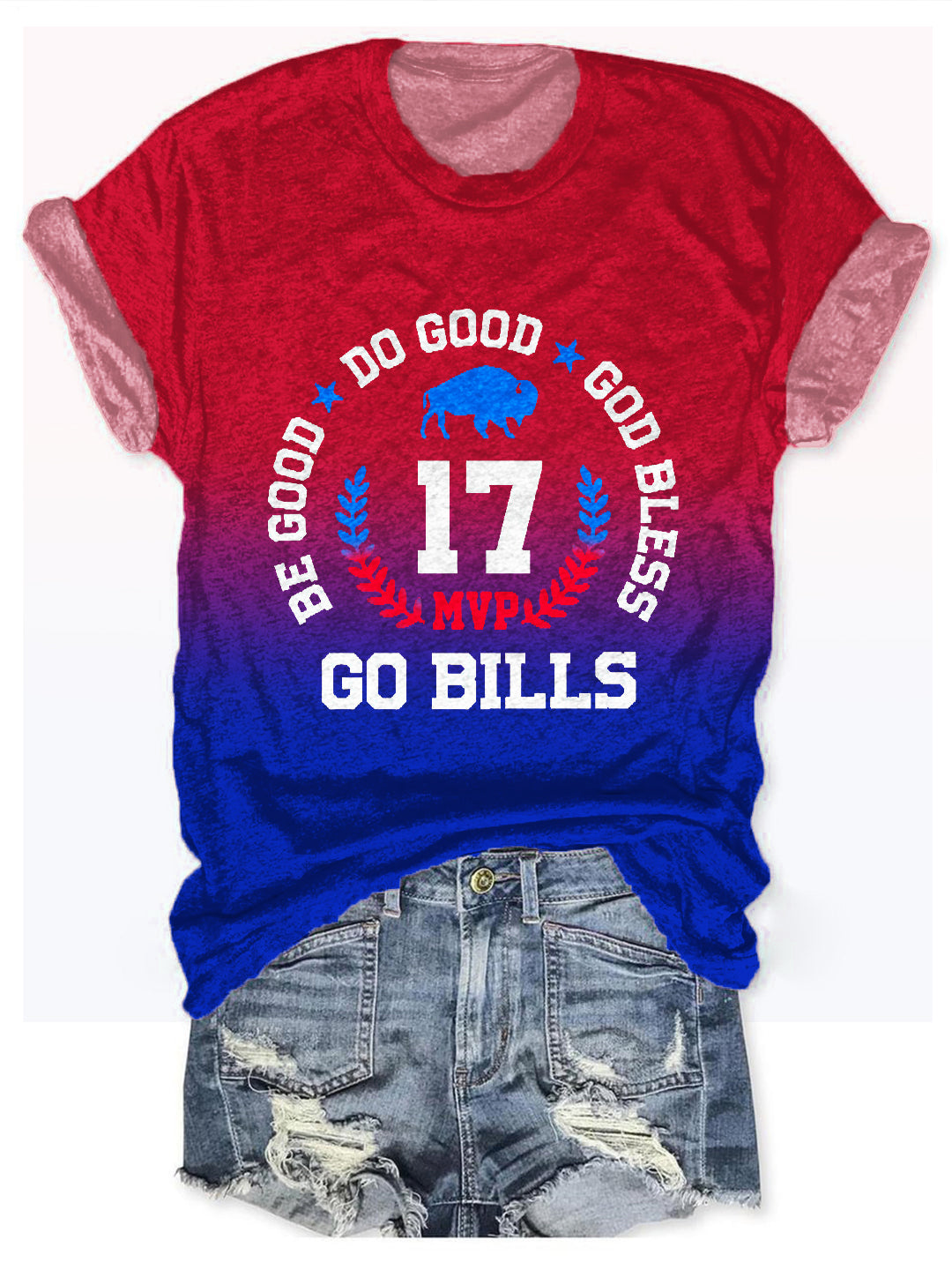 Go Bless Go Bills Crew Neck T-shirt
