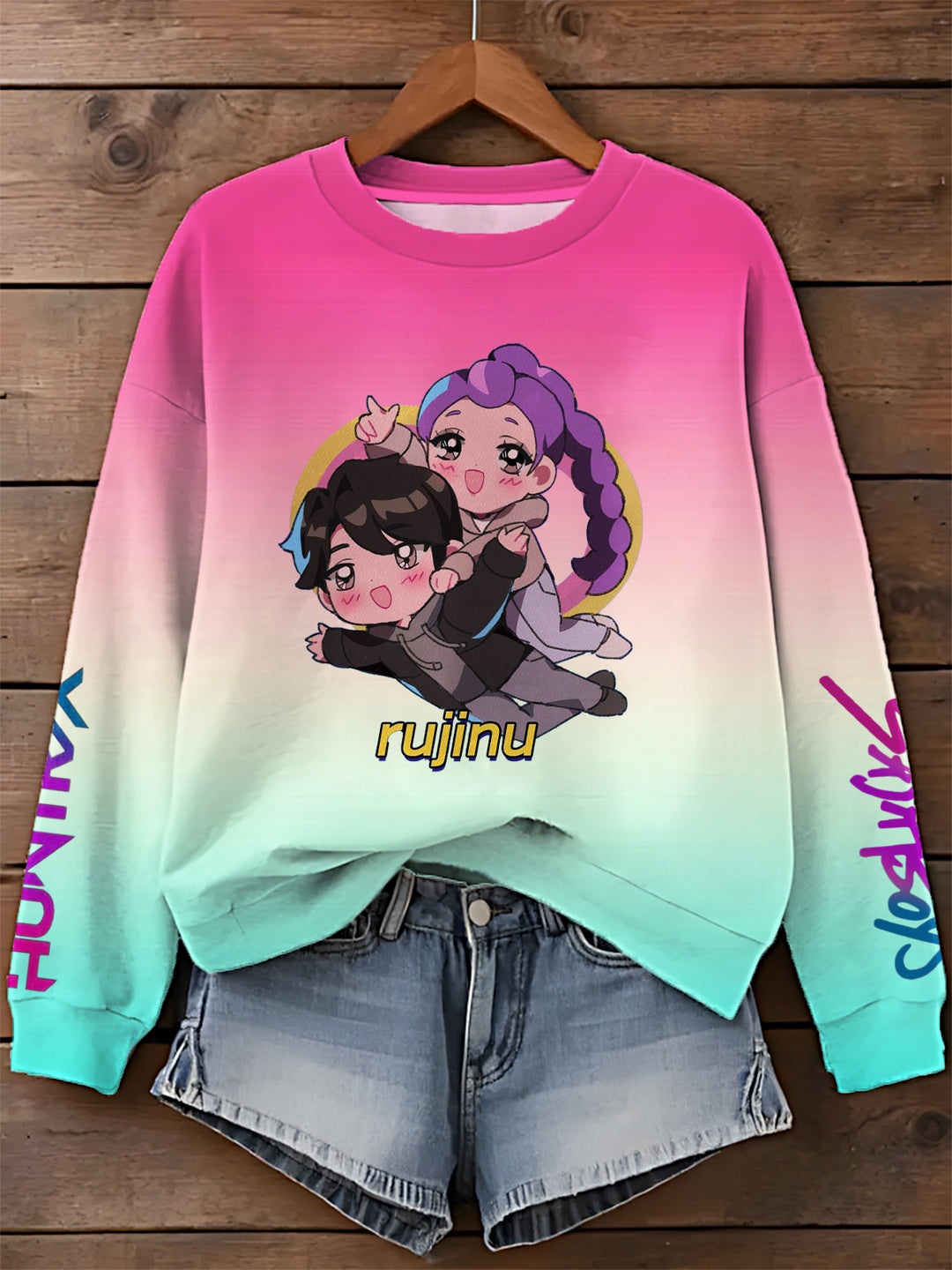 Demon Hunters Printed Long Sleeve Casual Top