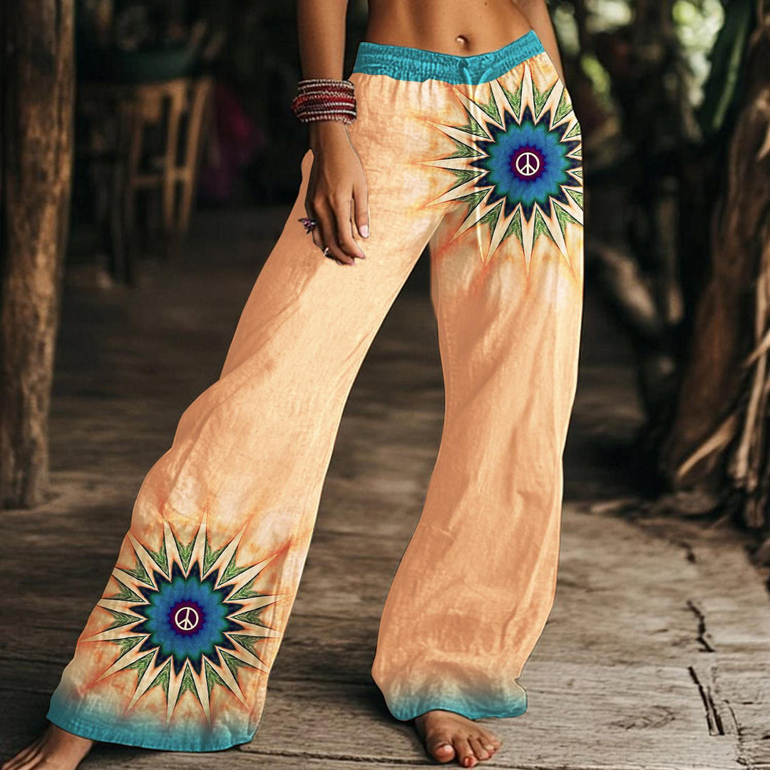 Hippies Irregular Women's Drawstring Wide-Leg Pants