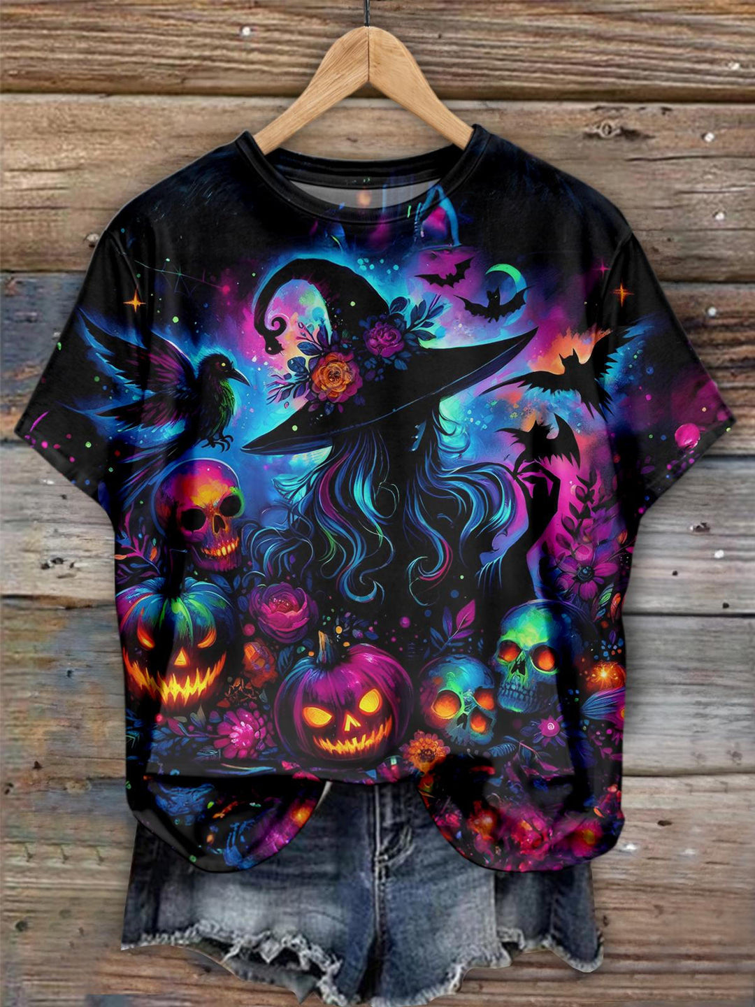 Colorful Witch Crew Neck T-shirt