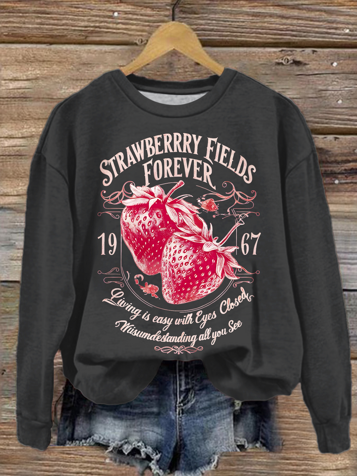 Strawberrry Fields Forever The Beatles Printed Long Sleeve Casual Top