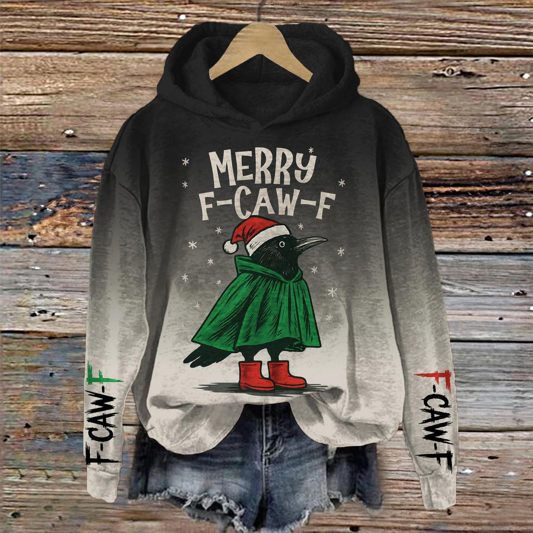 F-Caw-F Funny Raven Long Sleeve Printed Hoodie